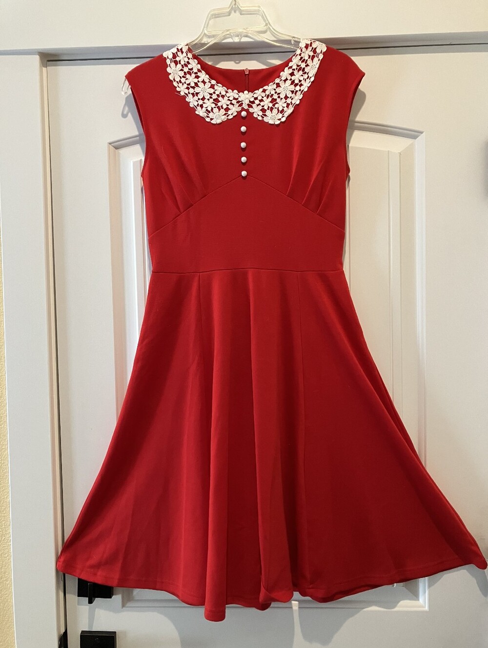 Red Dress with Floral Collar